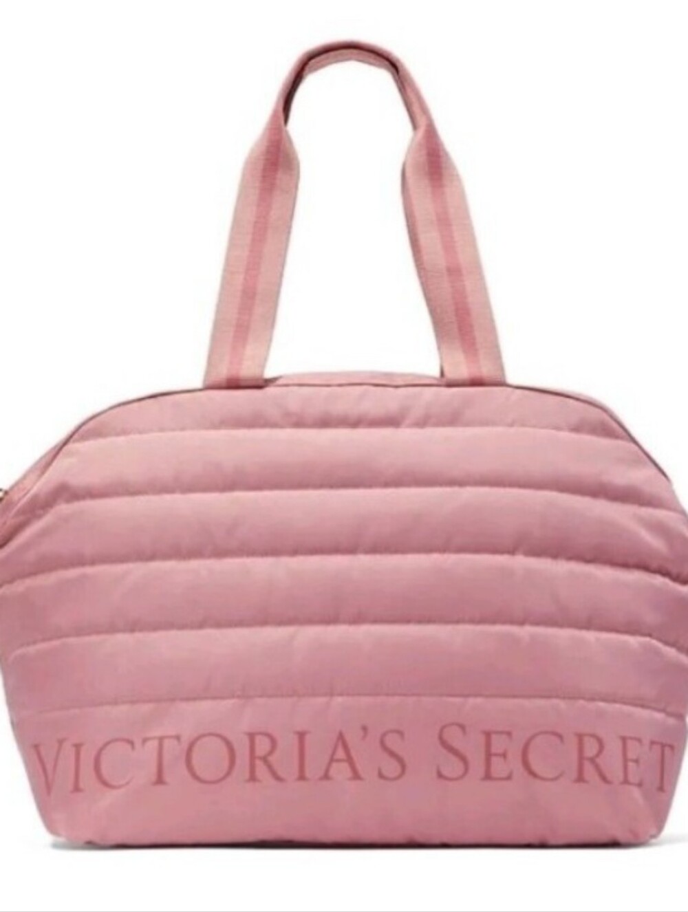 New Vs Quilted Puffer Logo Duffle Bag Pink